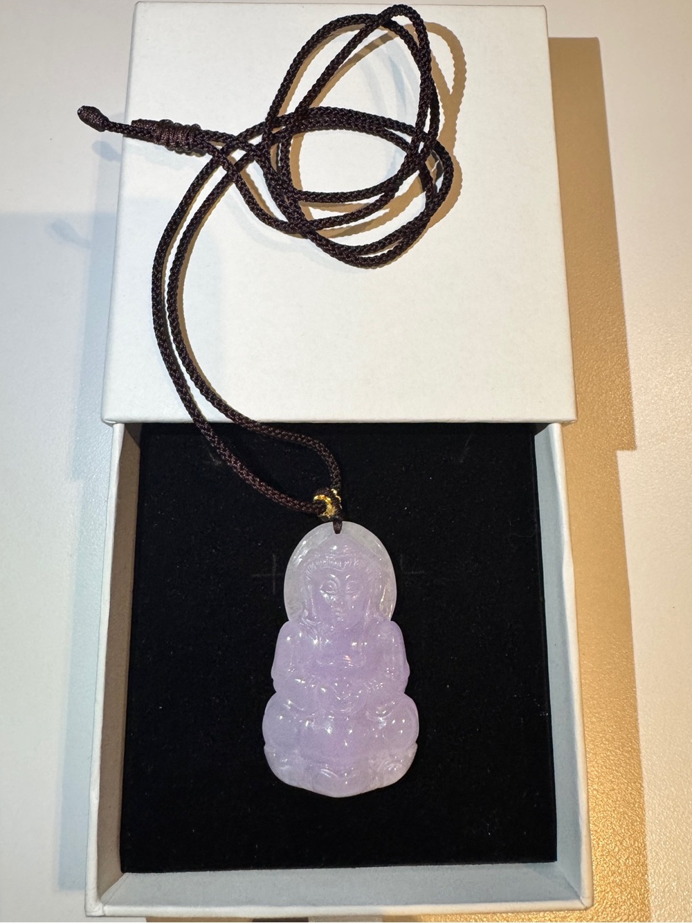Lavender Jade Buddha Pendant Necklace - Unbranded